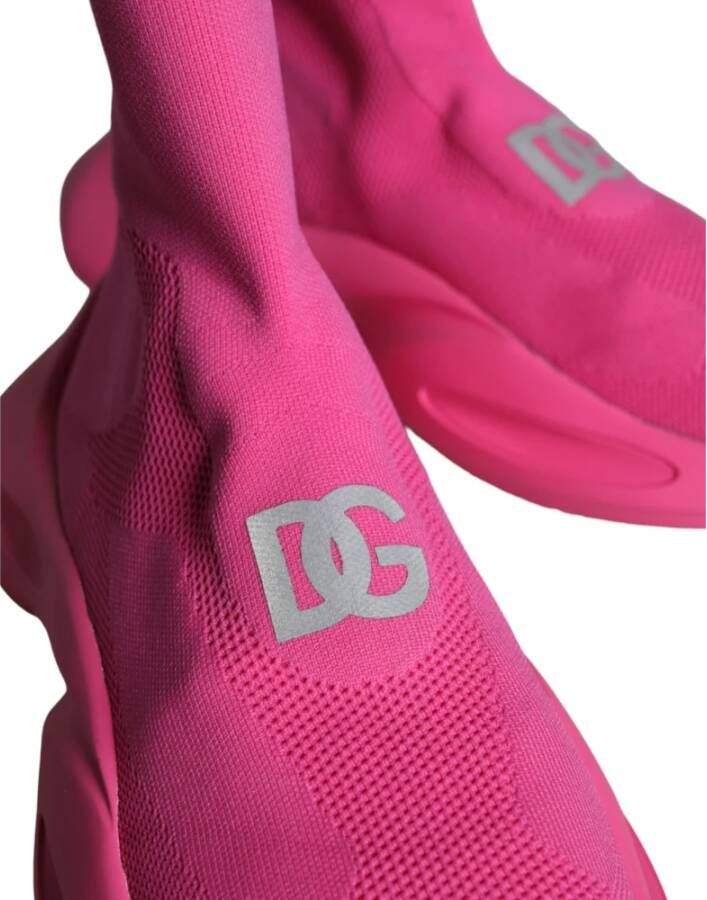 Dolce & Gabbana Roze Logo Print Hoge Sneakers Pink Heren