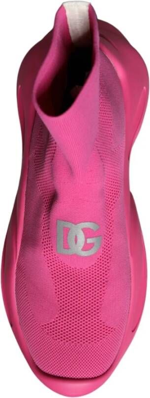 Dolce & Gabbana Roze Logo Print Hoge Sneakers Pink Heren