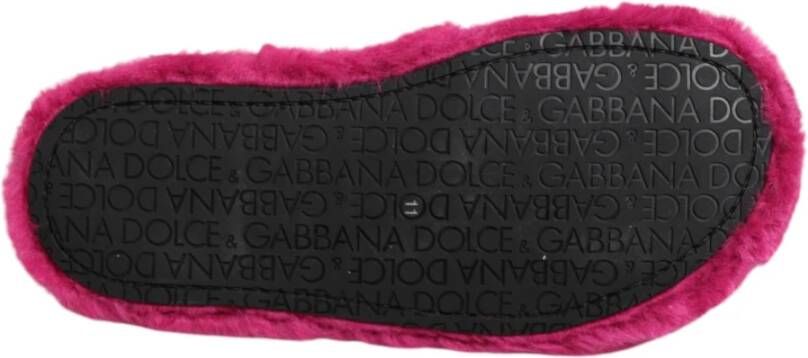 Dolce & Gabbana Roze Nepbont Platte Sandalen
