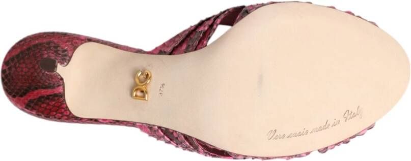 Dolce & Gabbana Roze Python Leren Hakken Sandalen