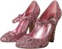 Dolce & Gabbana Roze Sequin Mary Jane Hoge Hakken Pink Dames - Thumbnail 3