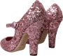 Dolce & Gabbana Roze Sequin Mary Jane Hoge Hakken Pink Dames - Thumbnail 4