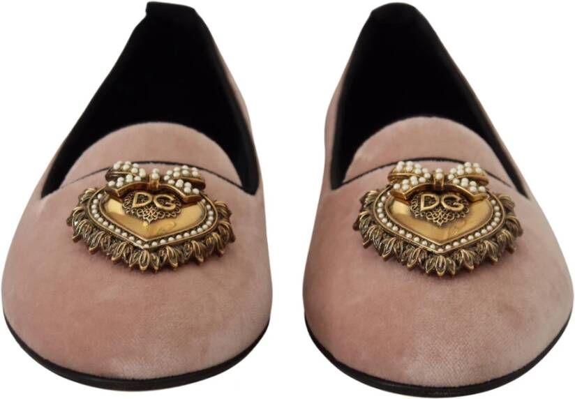Dolce & Gabbana Roze Velvet Loafers Flats Schoenen Pink Dames