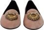 Dolce & Gabbana Roze Fluwelen Loafers met Gouden Hart Detail Roze Dames - Thumbnail 7