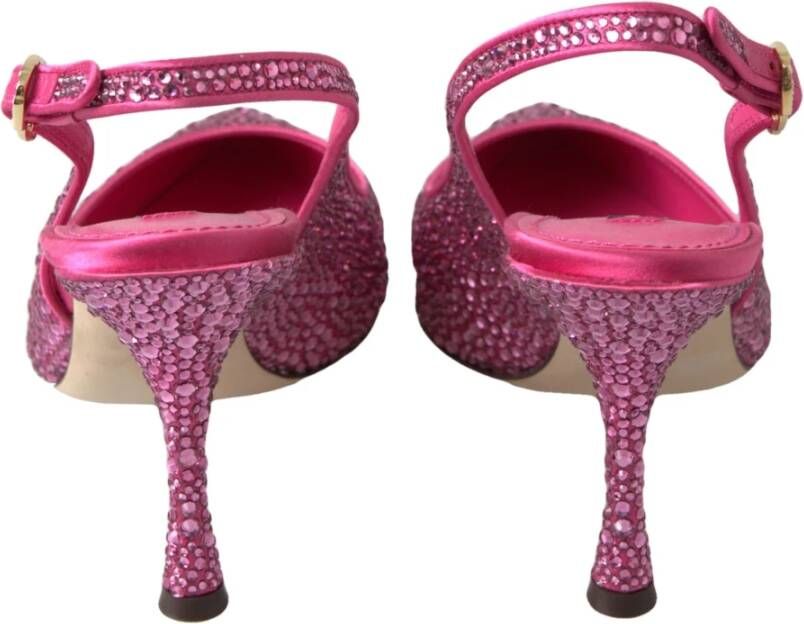 Dolce & Gabbana Roze Zijde Blend Slingback Hakken Pink Dames