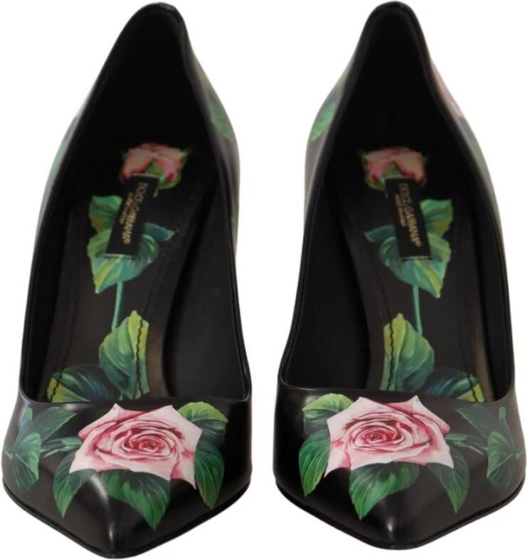 Dolce & Gabbana Rozenprint Blokhakken Dames Zwart Black Dames