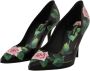Dolce & Gabbana Rozenprint Blokhakken Dames Zwart Black Dames - Thumbnail 3
