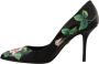 Dolce & Gabbana Rozenprint Blokhakken Dames Zwart Black Dames - Thumbnail 5