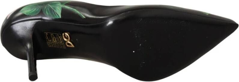 Dolce & Gabbana Rozenprint Blokhakken Dames Zwart Black Dames