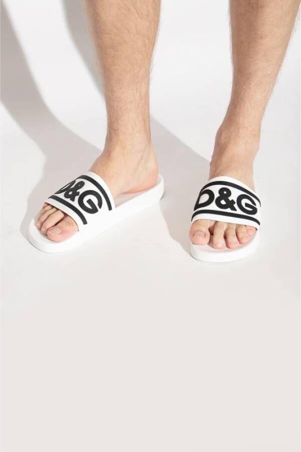 Dolce & Gabbana Rubberen slides Wit Heren