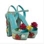 Dolce & Gabbana Groene Platform Sandalen met Appliquéd Bloemen Green Dames - Thumbnail 2