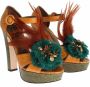 Dolce & Gabbana Kristallen Plateau Sandalen met Multicolor Huid Orange Dames - Thumbnail 3