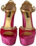 Dolce & Gabbana Pink Velvet Crystal Ankle Strap Sandals Shoes Roze Dames - Thumbnail 5