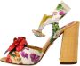Dolce & Gabbana Luxe Beige Zijden Rhinestone Sleehak Sandalen Beige Dames - Thumbnail 2
