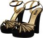 Dolce & Gabbana Zwarte Gouden Enkelband Hakken Sandalen Black Dames - Thumbnail 3
