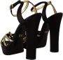 Dolce & Gabbana Zwarte Gouden Enkelband Hakken Sandalen Black Dames - Thumbnail 4