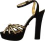 Dolce & Gabbana Zwarte Gouden Enkelband Hakken Sandalen Black Dames - Thumbnail 5