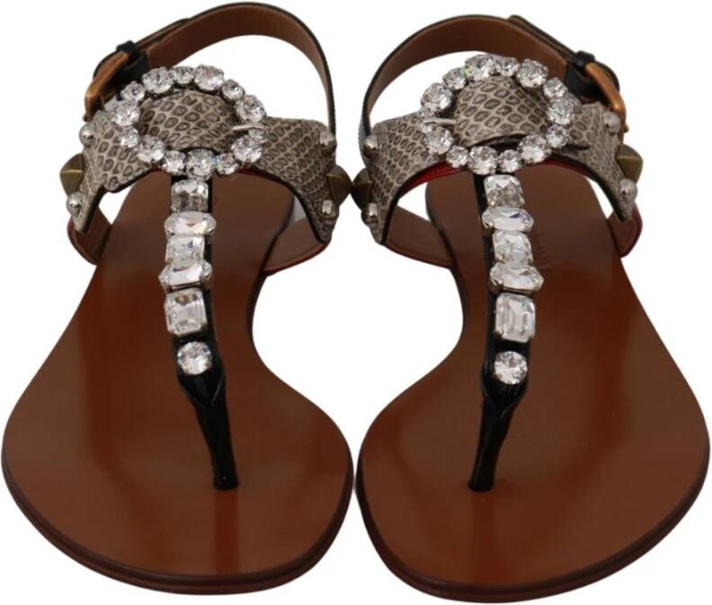 Dolce & Gabbana Sandalen met kristallen versiering Bruin Dames