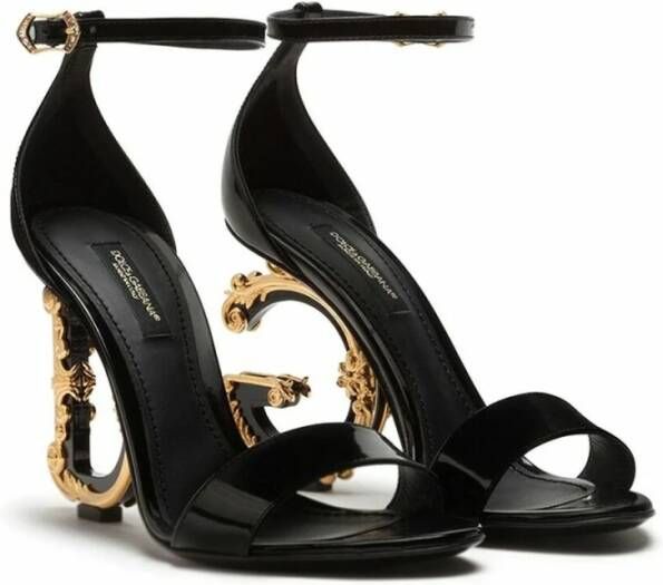 Dolce & Gabbana Sandals With Baroque DG Detail Zwart Dames