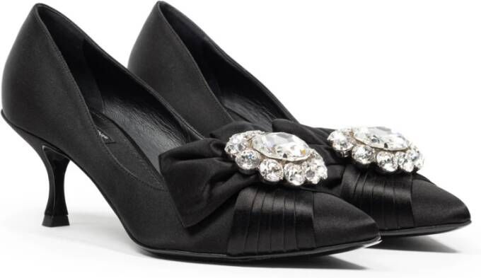 Dolce & Gabbana Satijnen Juweel Décolleté Schoenen Black Dames