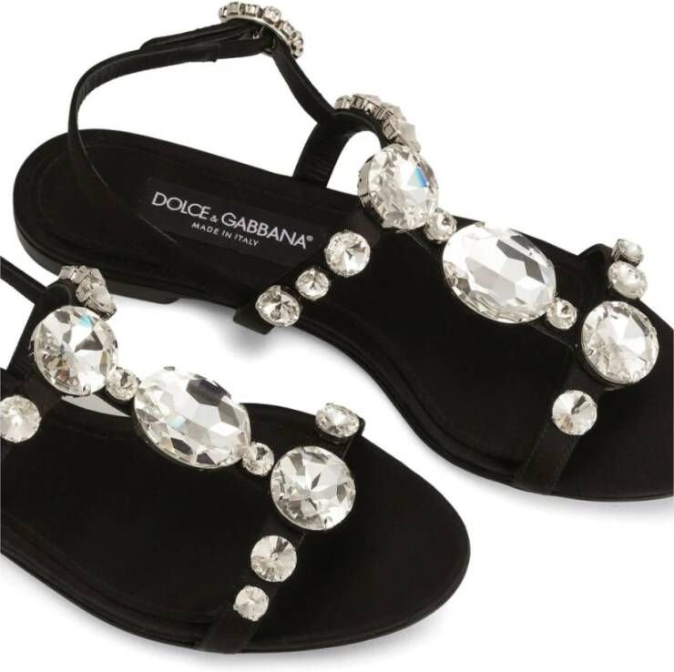 Dolce & Gabbana Satijnen sandalen met edelsteenversiering