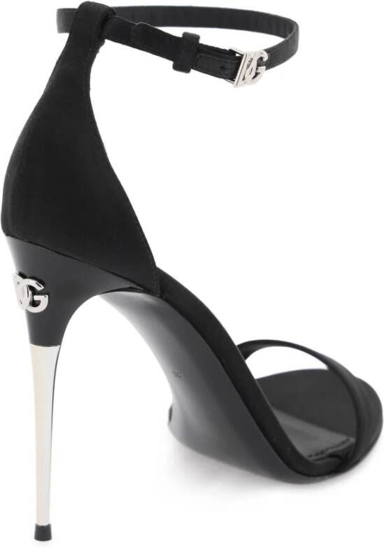 Dolce & Gabbana Satin Sandalen met Metalen Stiletto Hak Black Dames