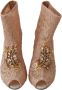 Dolce & Gabbana Roze Crystal Lace laarsjes Stiletto's schoenen - Thumbnail 5