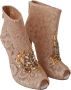 Dolce & Gabbana Roze Crystal Lace laarsjes Stiletto's schoenen - Thumbnail 6