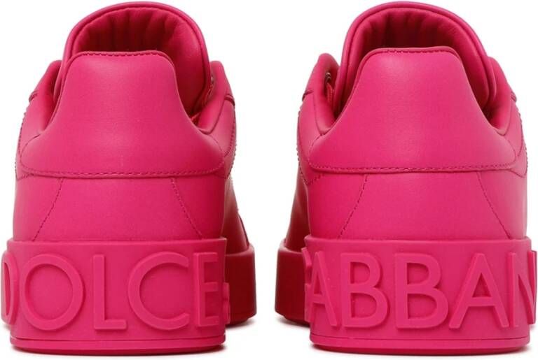 Dolce & Gabbana Schokkend Roze Logo Lage Sneakers Roze Dames