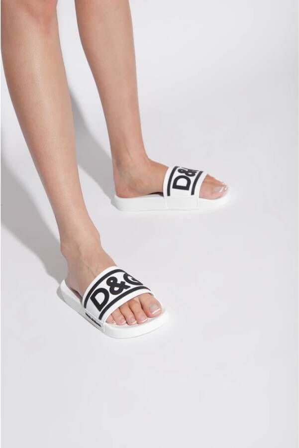 Dolce & Gabbana Slides with logo Wit Dames