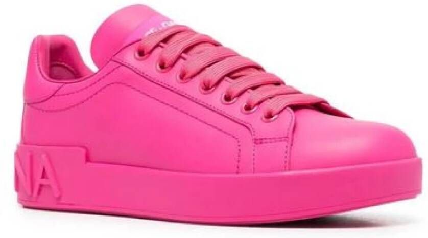 Dolce & Gabbana Logo Sneakers in Shocking Pink Roze Dames