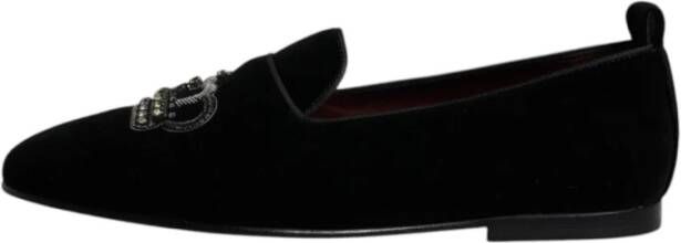 Dolce & Gabbana Skull Detail Velvet Loafers Kristalversieringen