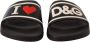 Dolce & Gabbana Zwarte leren I Love DG slides sandalen Black - Thumbnail 21