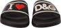 Dolce & Gabbana Zwarte leren I Love DG slides sandalen Black Dames - Thumbnail 14