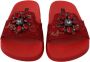 Dolce & Gabbana Rode Kant Kristal Sandalen Slides Red Dames - Thumbnail 3