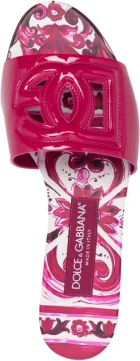 Dolce & Gabbana Fuchsia Cruise Sandalen met DG Logo Roze Dames