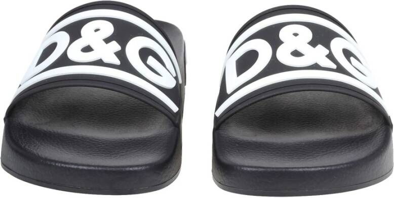 Dolce & Gabbana Zwarte Rubberen Slippers met Logo Details Black Heren - Foto 5