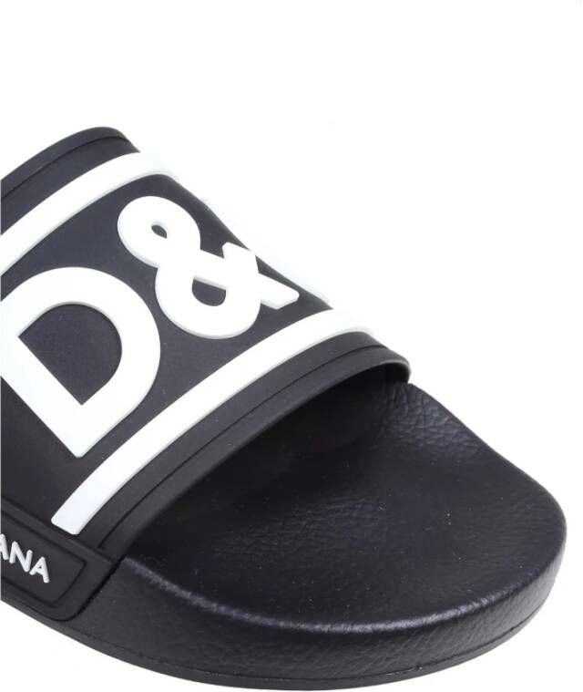 Dolce & Gabbana Zwarte Rubberen Slippers met Logo Details Black Heren - Foto 7