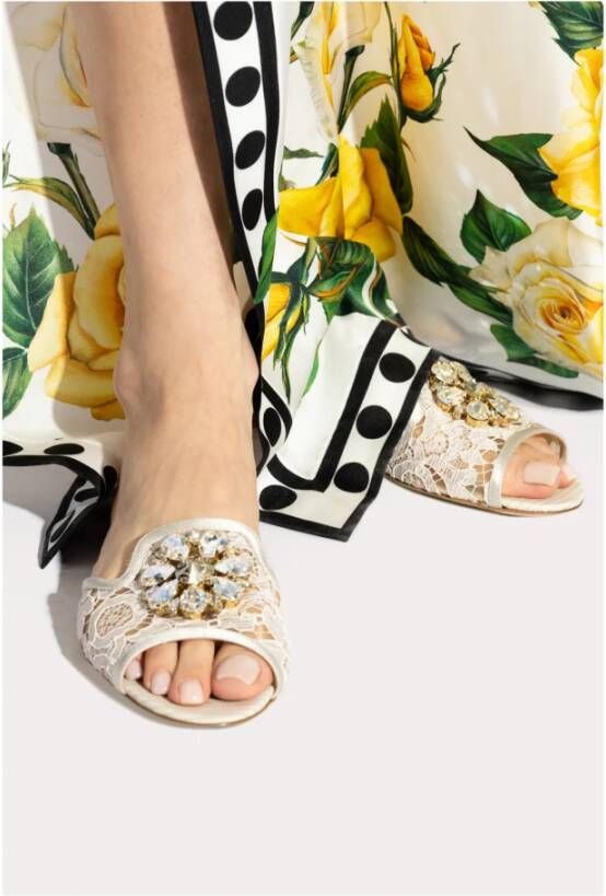 Dolce & Gabbana Slippers 'Bianca' Beige Dames