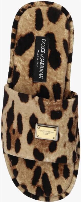 Dolce & Gabbana Slippers met dierenpatroon Beige Dames