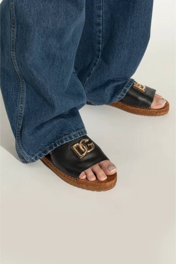 Dolce & Gabbana Slippers met logo Black Dames
