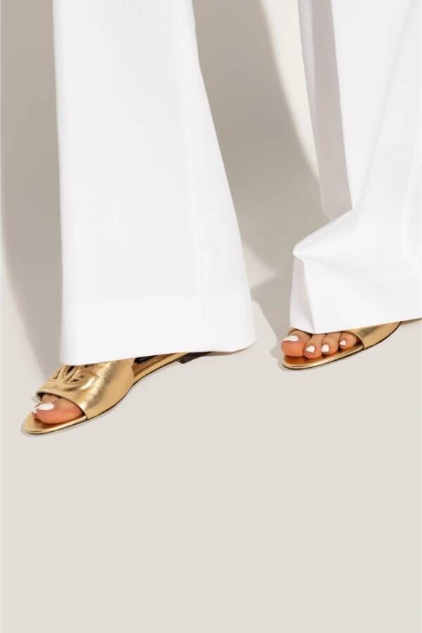 Dolce & Gabbana Slippers met logo Geel Dames