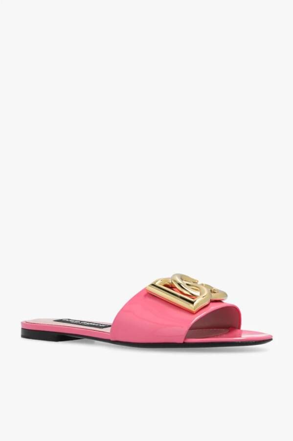 Dolce & Gabbana Slippers met logo Roze Dames