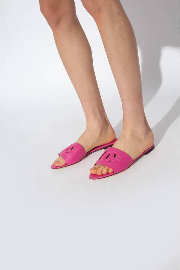 Dolce & Gabbana Slippers met logo Roze Dames