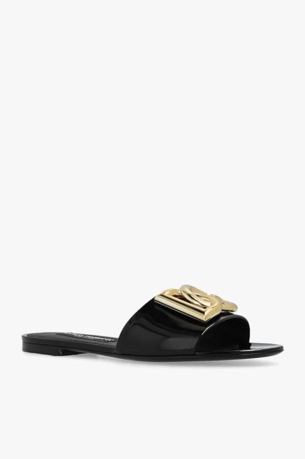 Dolce & Gabbana Slippers met logo Zwart Dames
