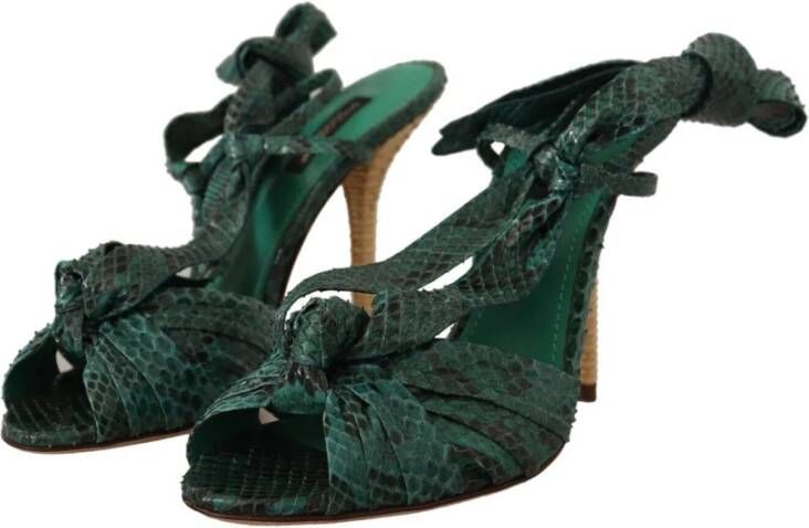 Dolce & Gabbana Smaragd Exotische Hak Sandalen Green Dames