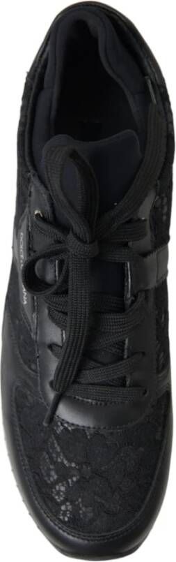 Dolce & Gabbana Sneakers met Bloemenkant Black Dames