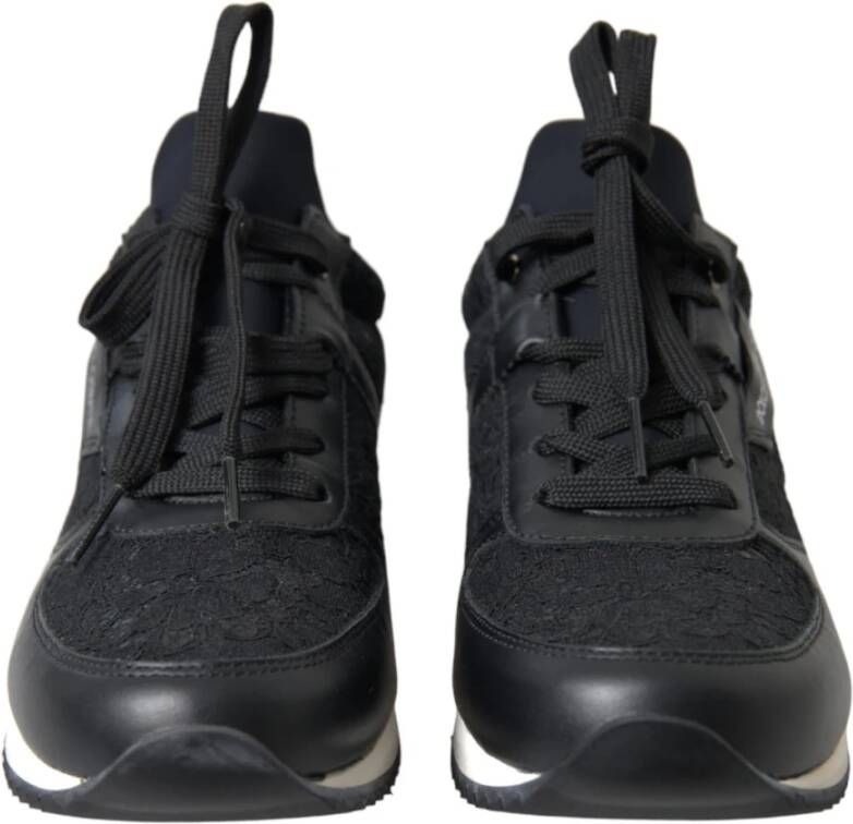 Dolce & Gabbana Sneakers met Bloemenkant Black Dames