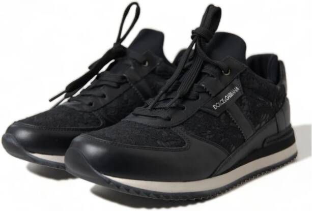 Dolce & Gabbana Sneakers met Bloemenkant Black Dames