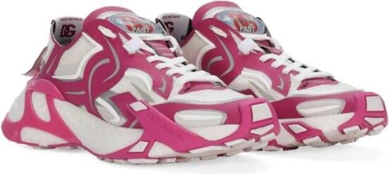 Dolce & Gabbana Fuchsia Sneakers met Contrasterende Details Roze Dames